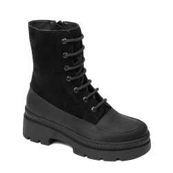 Dame støvler 3419 sort velour kombineret
