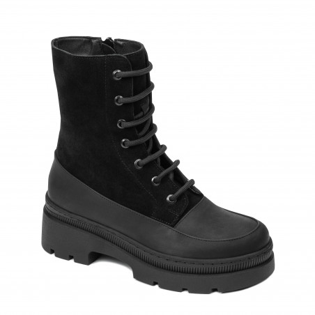 Dame støvler 3419 sort velour kombineret
