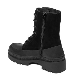 Dame støvler 3419 sort velour kombineret