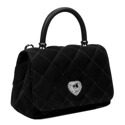 Dame skuldertaske 049g 01 sort ruskind