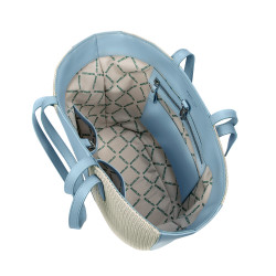Dame strandtaske 044g 01 blue sky+rafia