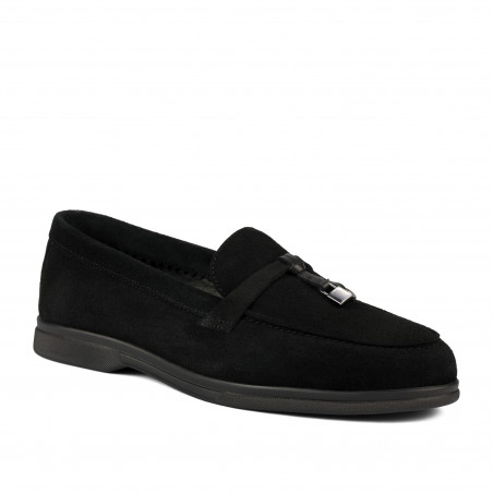 Dame mokkasiner 6082-1 sort ruskind