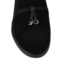 Dame mokkasiner 6082-1 sort ruskind