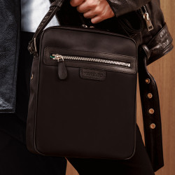Herre skuldertaske 304g 01 sort tekstil+nappa sort lifestyle