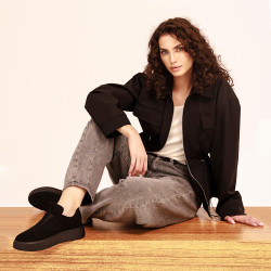 Dame casual sko 6095 sort ruskind lifestyle