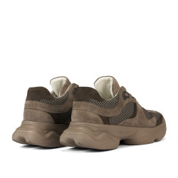 Damesneakers 6102 sandfarvet kombineret ruskind