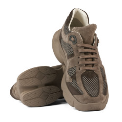 Damesneakers 6102 sandfarvet kombineret ruskind