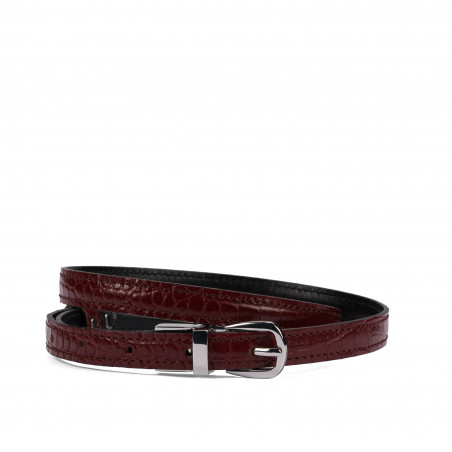 Damebælte 45-1mc tofarvet sort+croco bordeaux