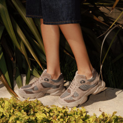 Damesneakers 6102 sandfarvet kombineret ruskind lifestyle