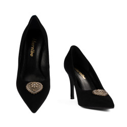 Elegante damesko 1363 sort ruskind