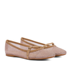 Dame ballerinasko 1369 beige kombineret