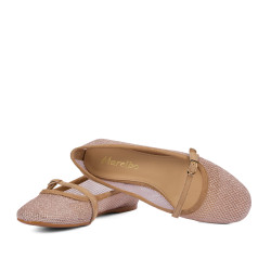 Dame ballerinasko 1369 beige kombineret