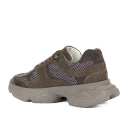 Dame sportssko 6102 sandfarvet kombineret ruskind 01