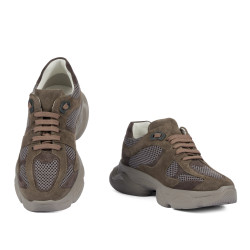 Dame sportssko 6102 sandfarvet kombineret ruskind 01