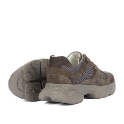 Dame sportssko 6102 sandfarvet kombineret ruskind 01
